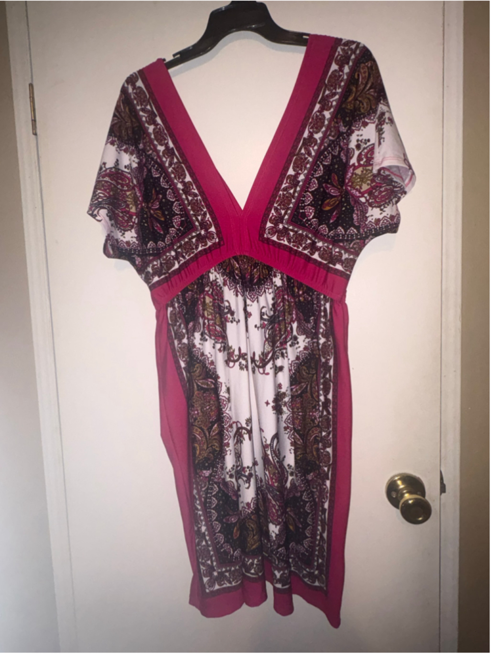 Women's Maurices Mini Dress Size M Pink White Paisley Print